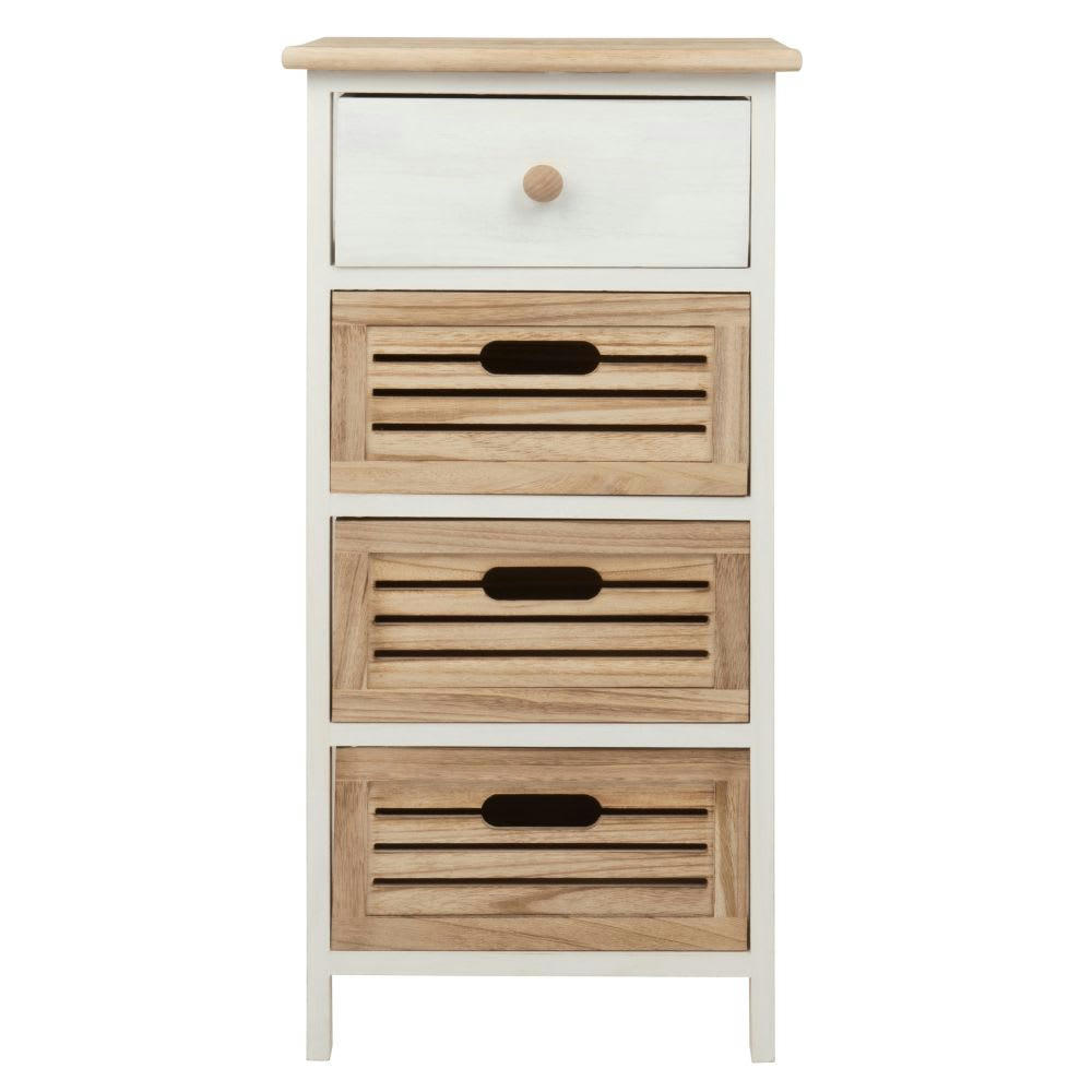 ELEONORE - Petit meuble de rangement 4 tiroirs en paulownia