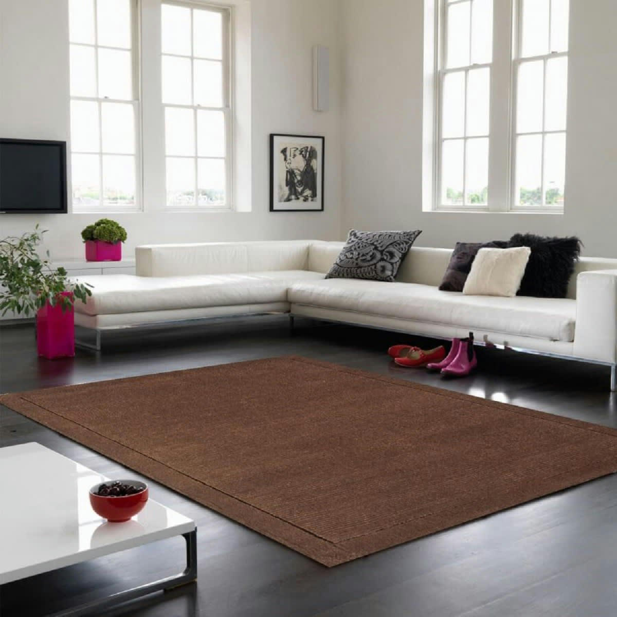 CANDY - Tapis tufté main en Laine Marron chocolat 68x240 cm