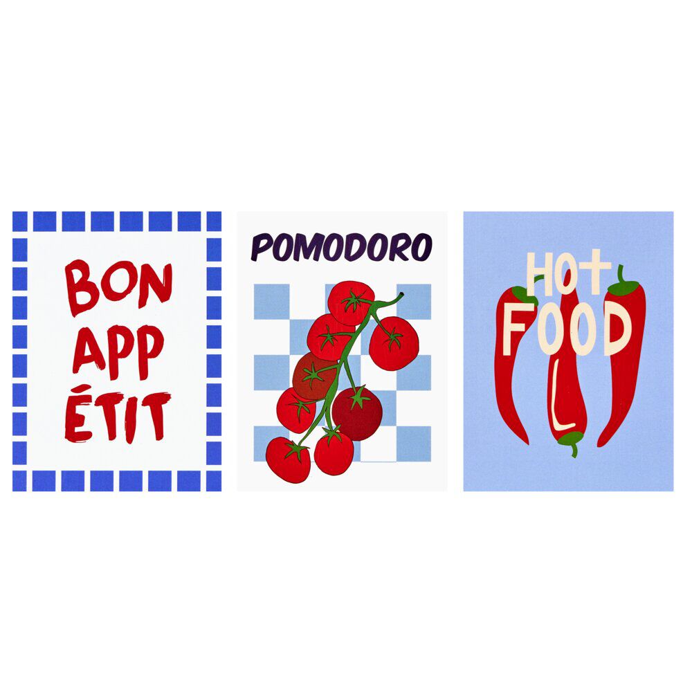 Affiche déco x3 papier thème cuisine 30x40cm (4 modèles)
