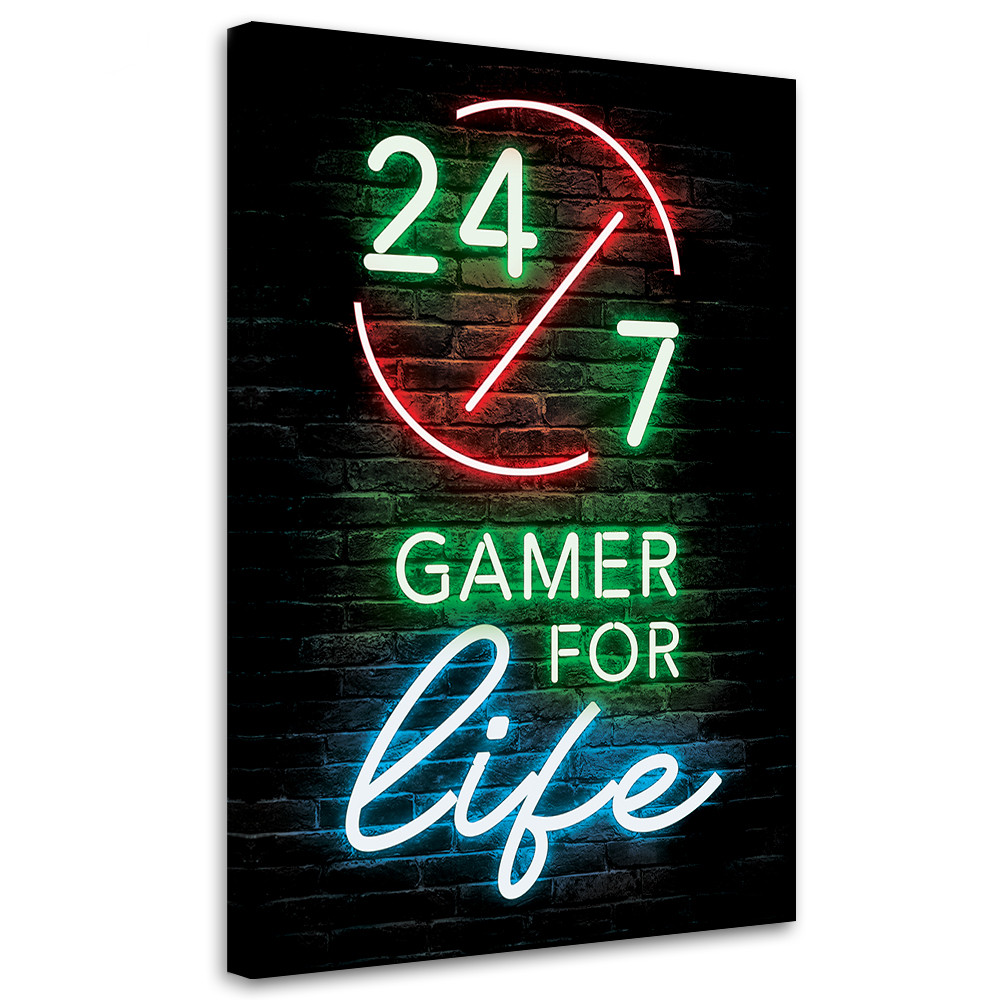 Feeby Obraz na płótnie, Napis Gamer for life 40x60