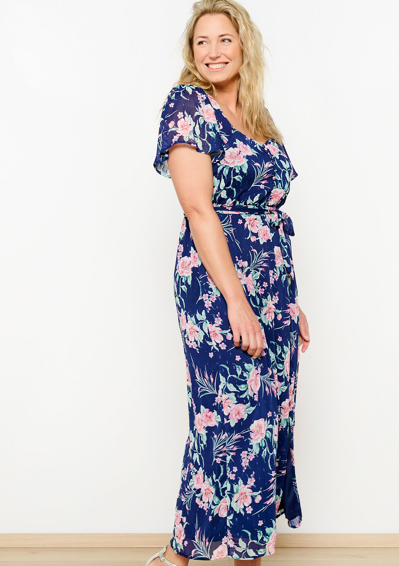 Maxi-jurk met lurex bloemen