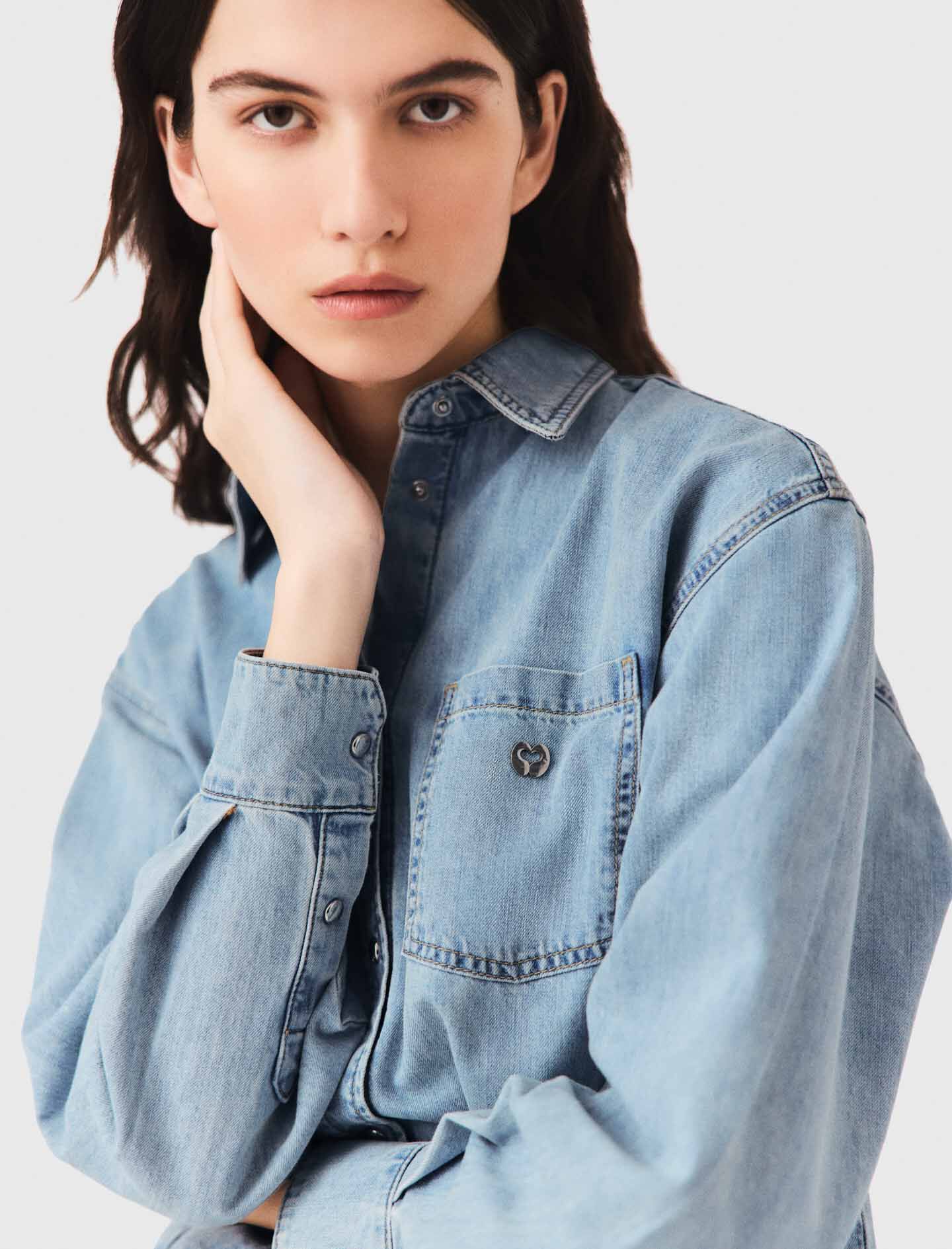 Chemise en denim avec logo