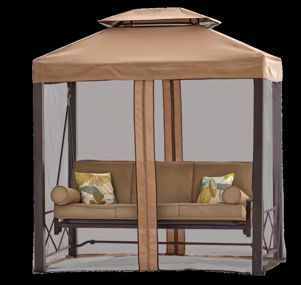 CANVAS Valencia UV Protected Outdoor/Patio Swing Daybed w/ Net & Cushions, Taupe
