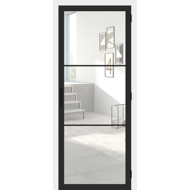 Porte Steel Look noire 73 x 201,5 cm THYS