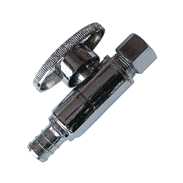 Waterline Solid Brass Straight Valve for PEX Pipe, 1/2-in Crimp PEX x 3/8-in Comp.