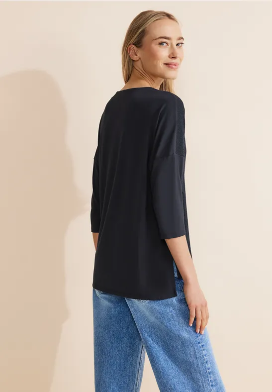 Shirt im Materialmix