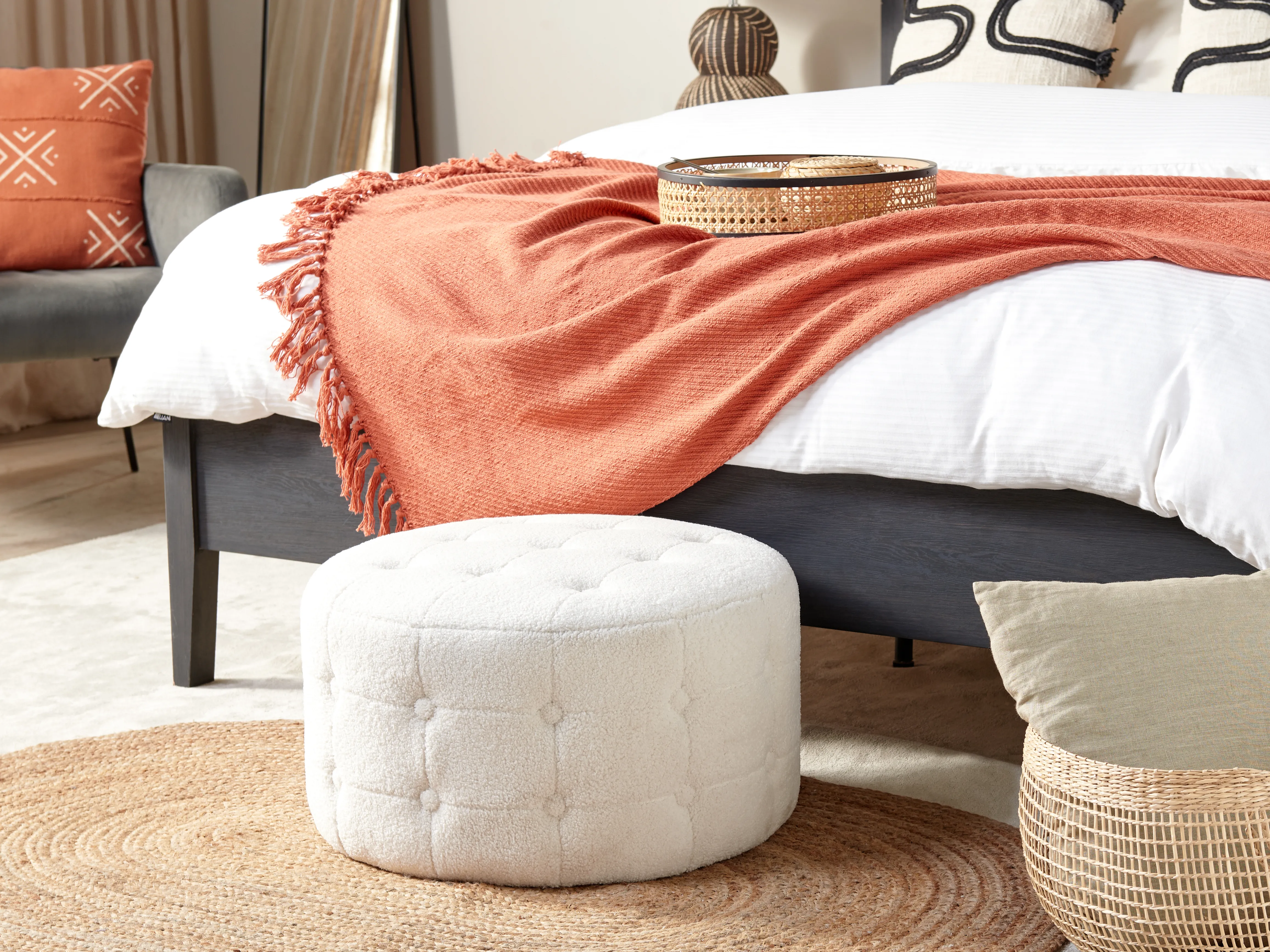Pouffe TAMPA Boucle White