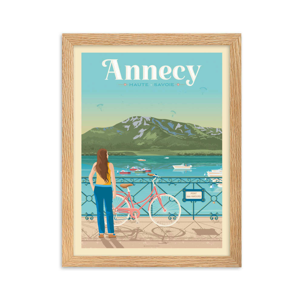 - Affiche Annecy France avec Cadre (Bois) 21x29,7 cm