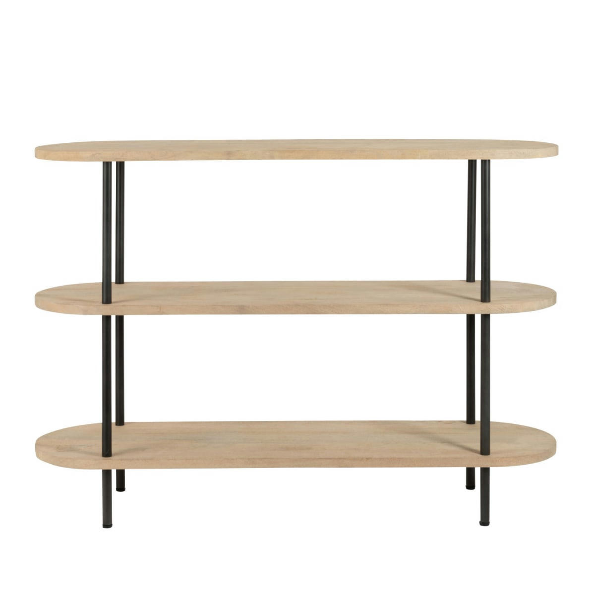 IGOIR - Console contemporaine en bois clair et métal noir