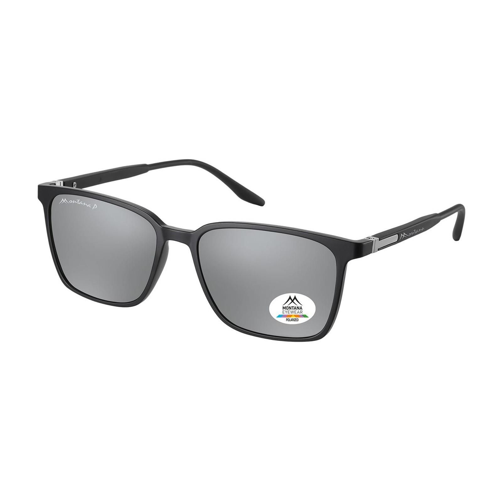 montana Square Matte Black Silver Mirror Polarized MP186