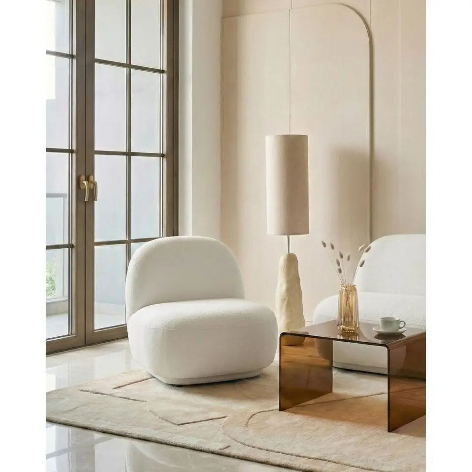 LOVBERG - Fauteuil - Gebroken wit - Polyester