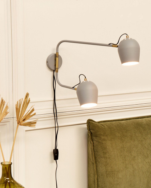 Lampa ścienna 2-punktowa jasnoszara