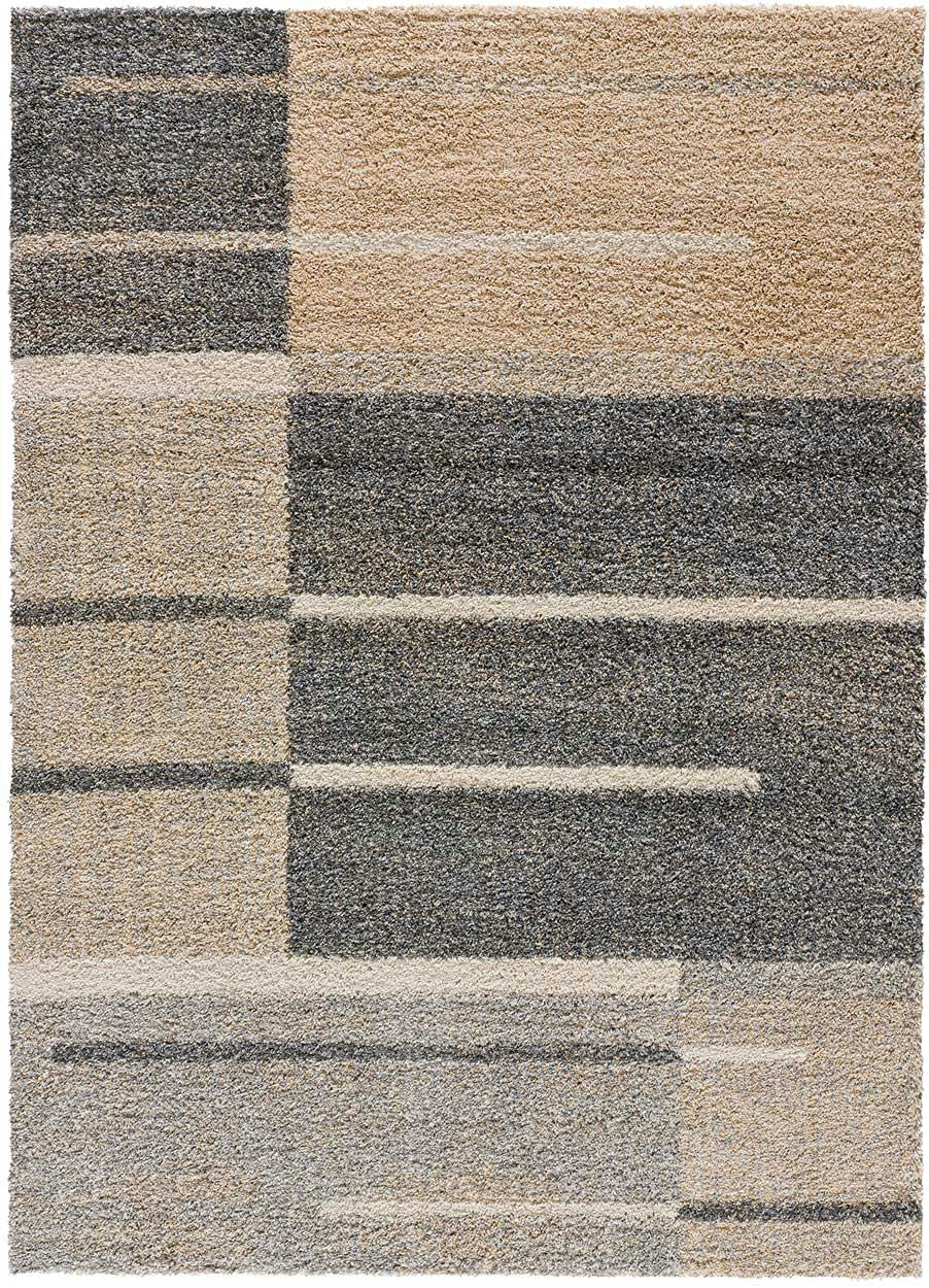 IRATI - Tapis shaggy géométrique beige, 133X190 cm