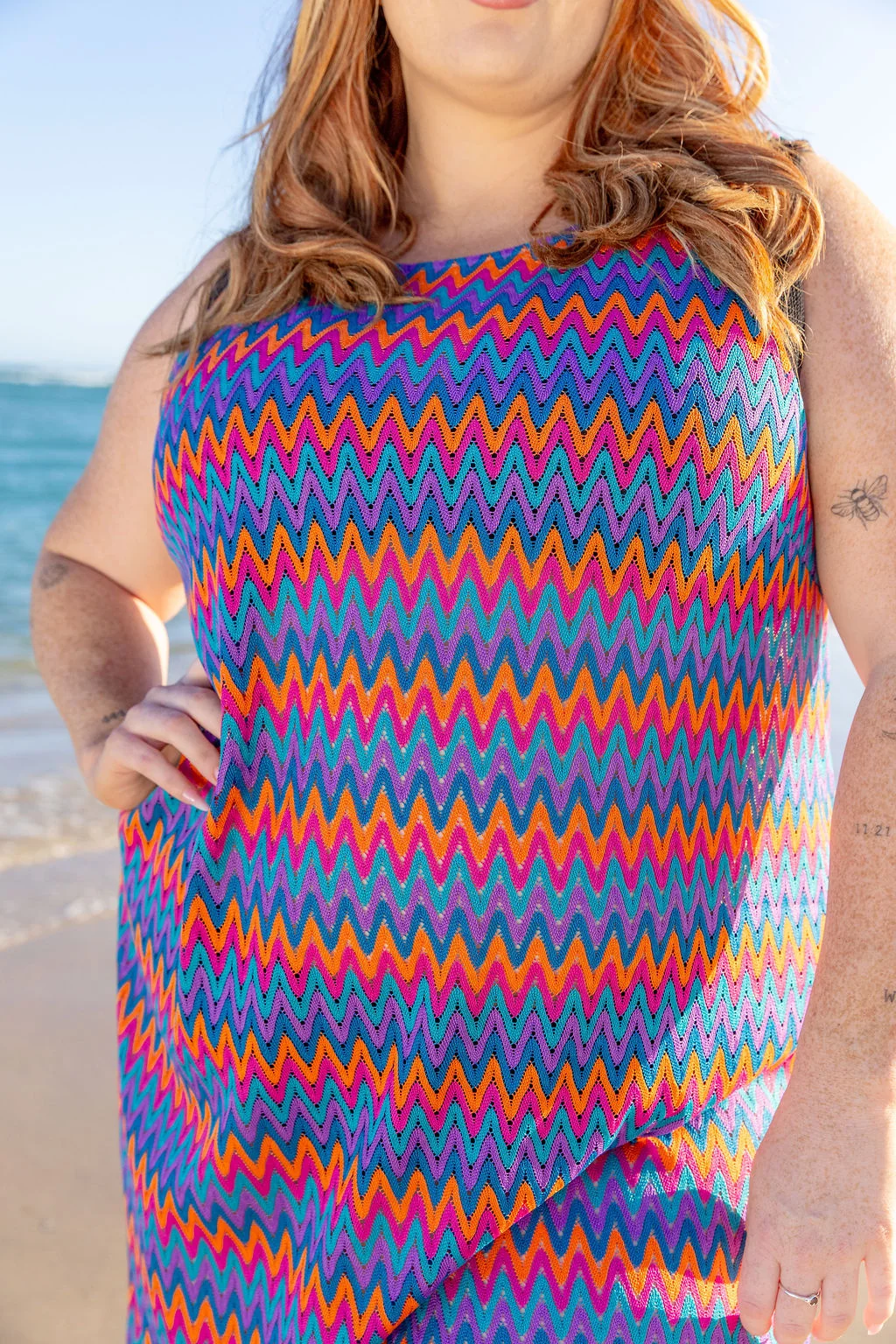 Beach Dress in Chevron Rainbow