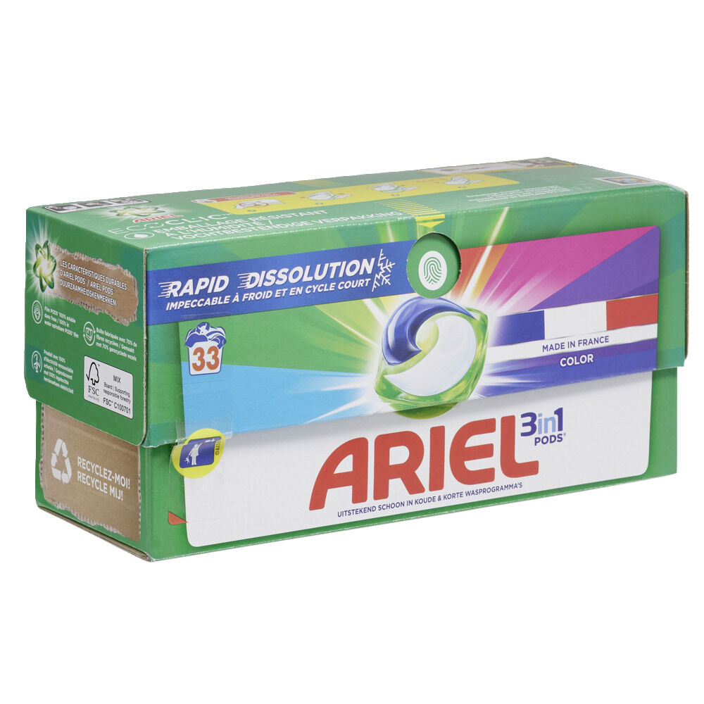 Lessive Ariel 33 capsules Couleur 3 en 1