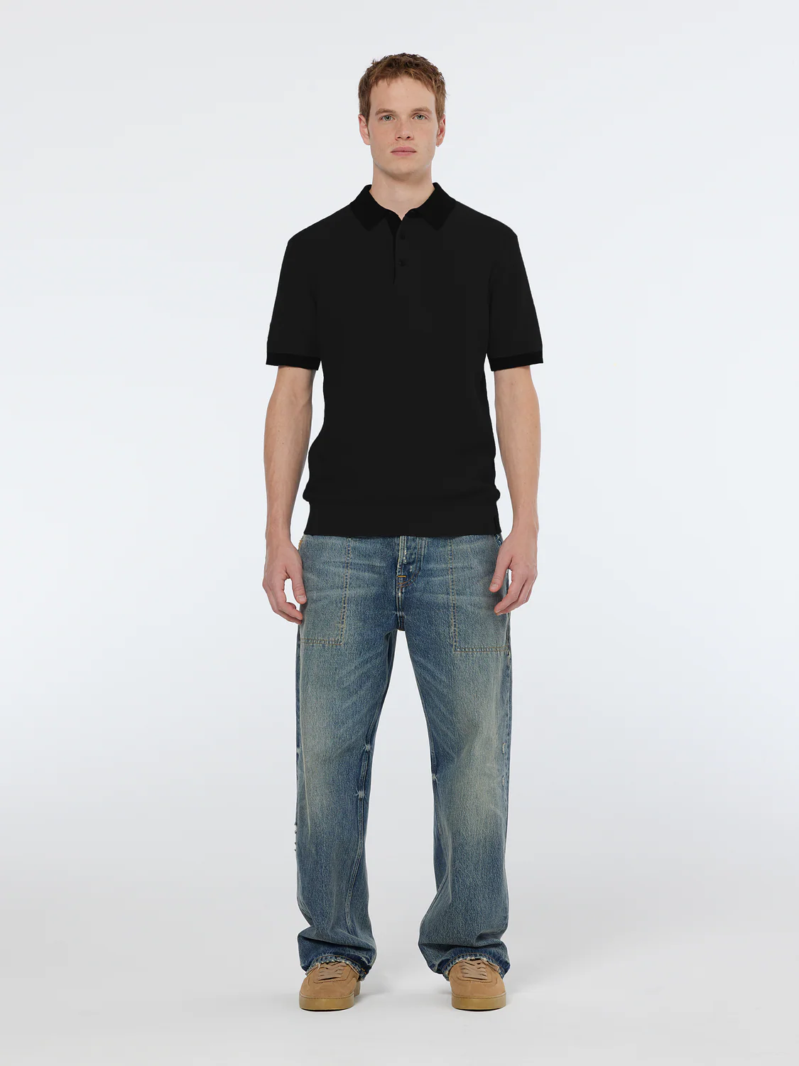 Structured Knit Contrast Polo