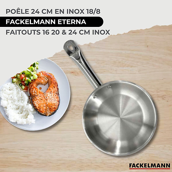 Lot Poêle 24cm et 3 Faitouts 16/20/24cm Fackelmann Etherna avec 5 ustensiles