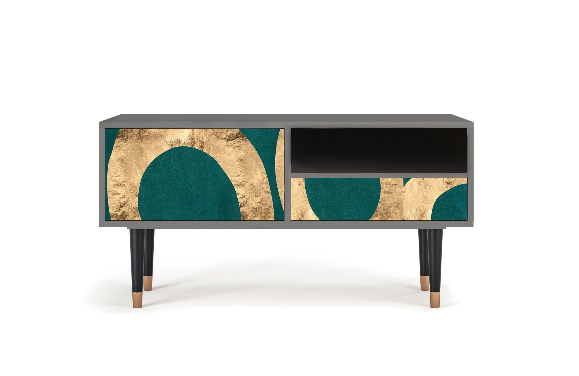 ZIRCON SPHERE - Meuble TV  bleu-vert 1 tiroir et 1 porte L 115 cm