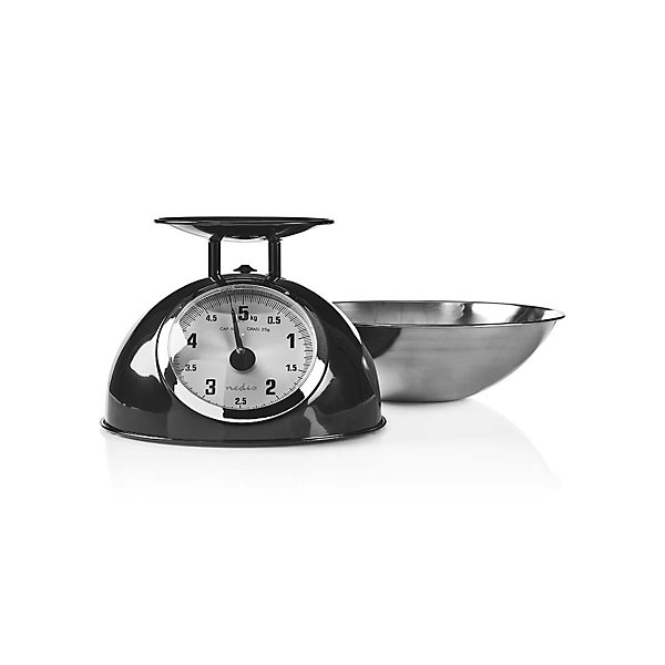 Balance de cuisine Retro Noire Analogique Bol amovible 5kg Acier Fonction Tare NEDIS