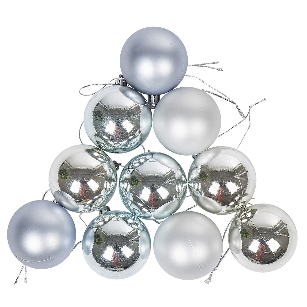 Boule de No&euml;l bleu et argenté x10