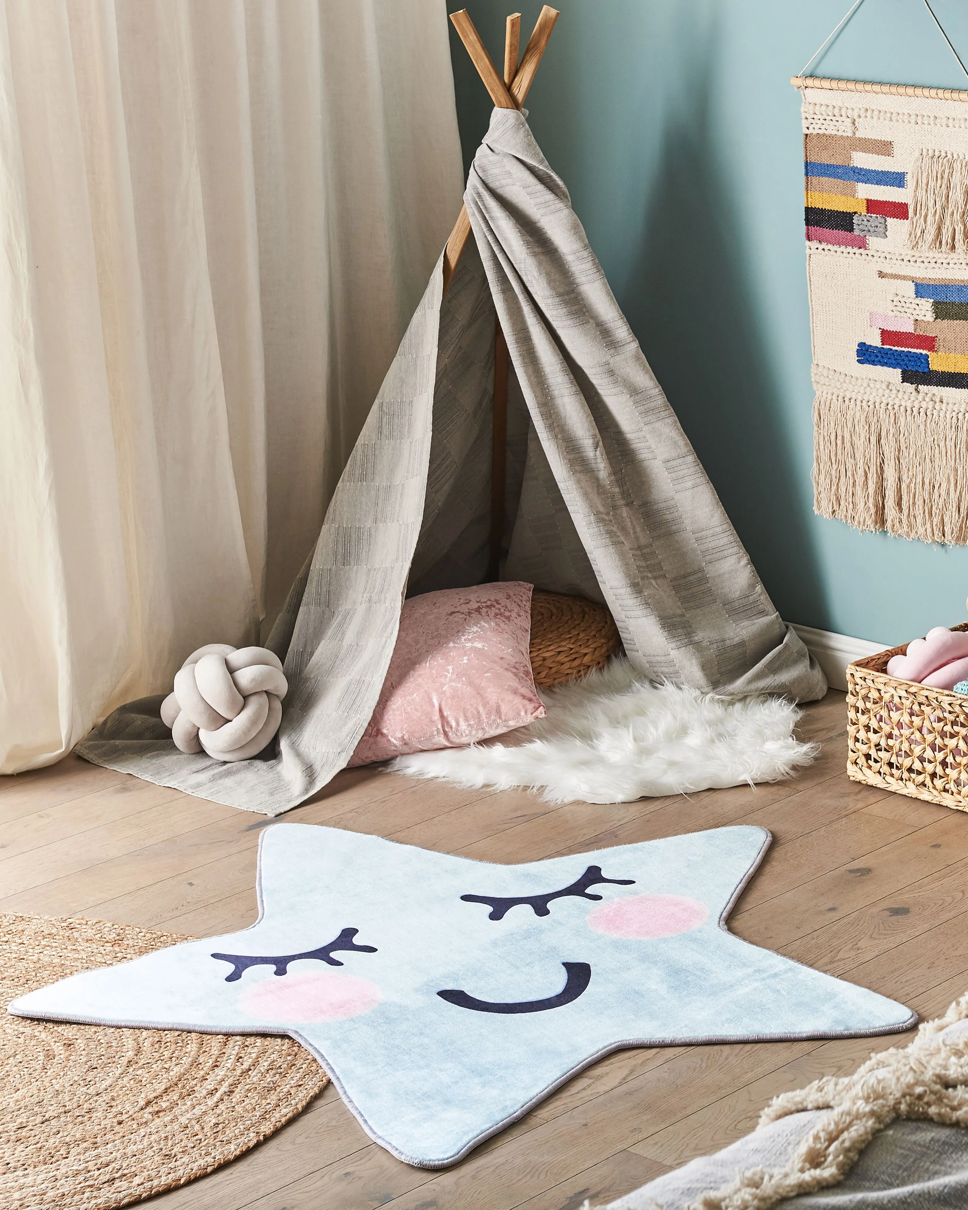 Kids Rug SIRIUS Light Blue 120 x 120 cm
