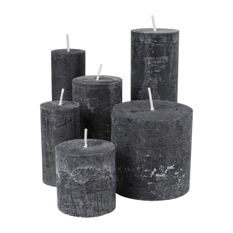 Kaars rustiek - zwart - &Oslash;7x7 cm