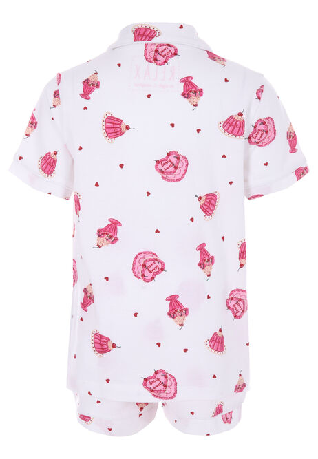 Girls Cream Cake Print Short Pyjama Set