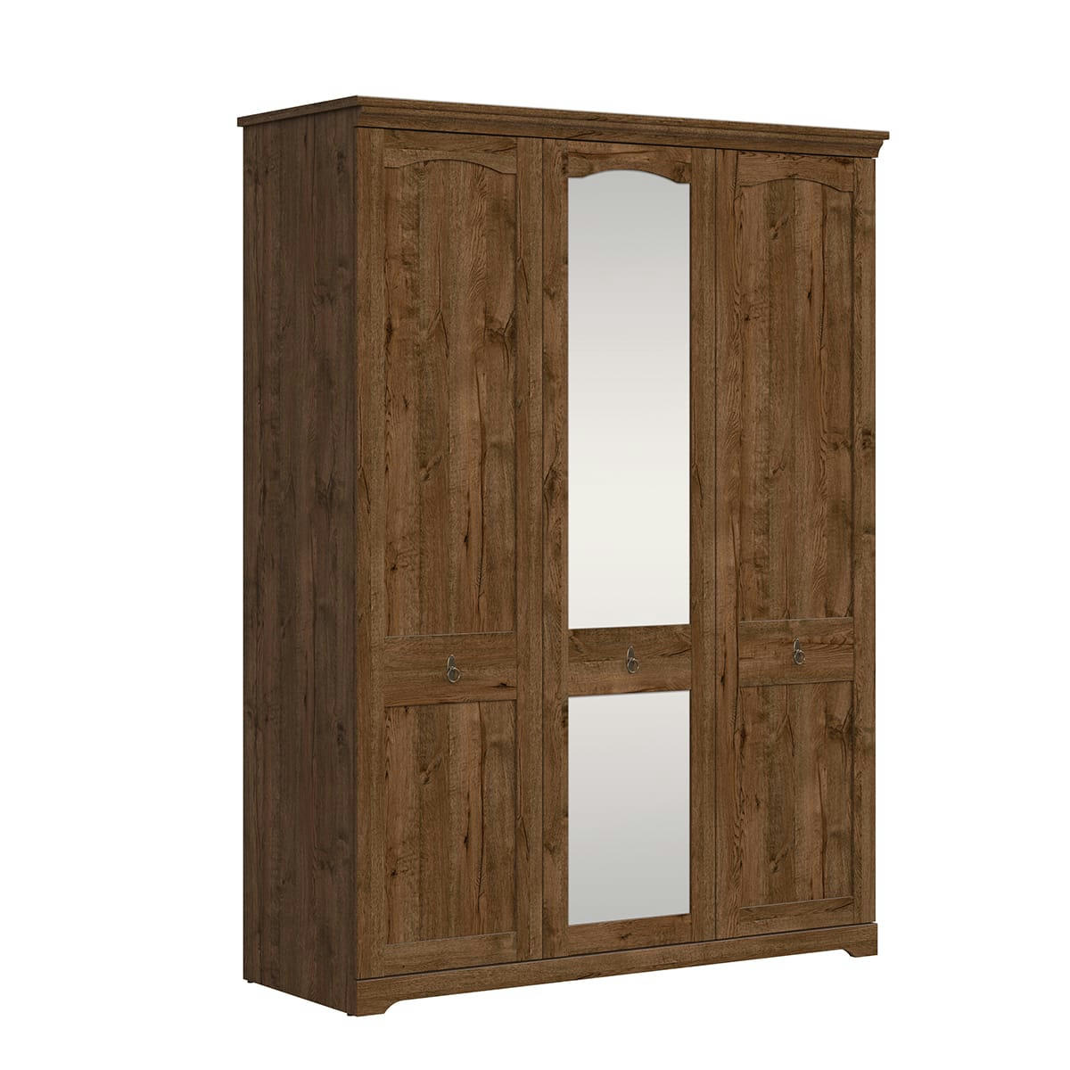 - Armoire 3 portes panneaux agglomérés naturel foncé