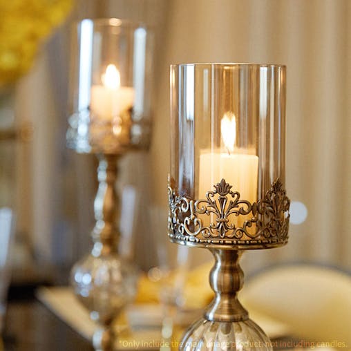 SOGA 2X 42cm 47cm Glass Candle Holder Candle Stand Glass/Metal