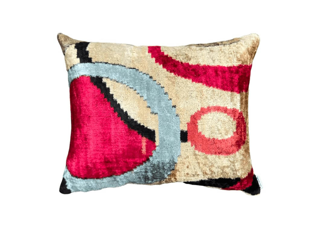 - Housse de coussin velours et soie ikat  40x50 multicouleur