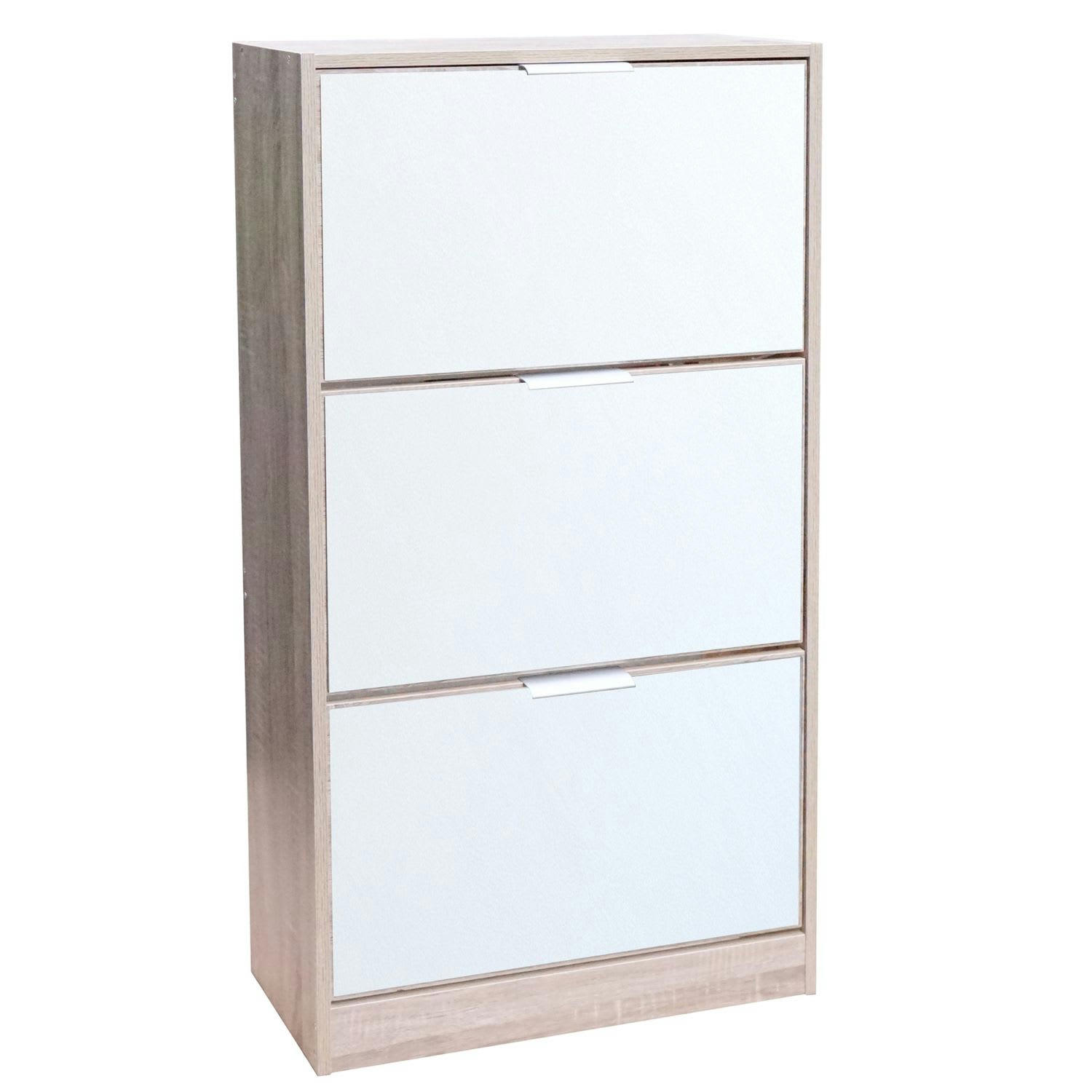 PRATIK - Meuble à chaussures 3 tiroirs porte miroir