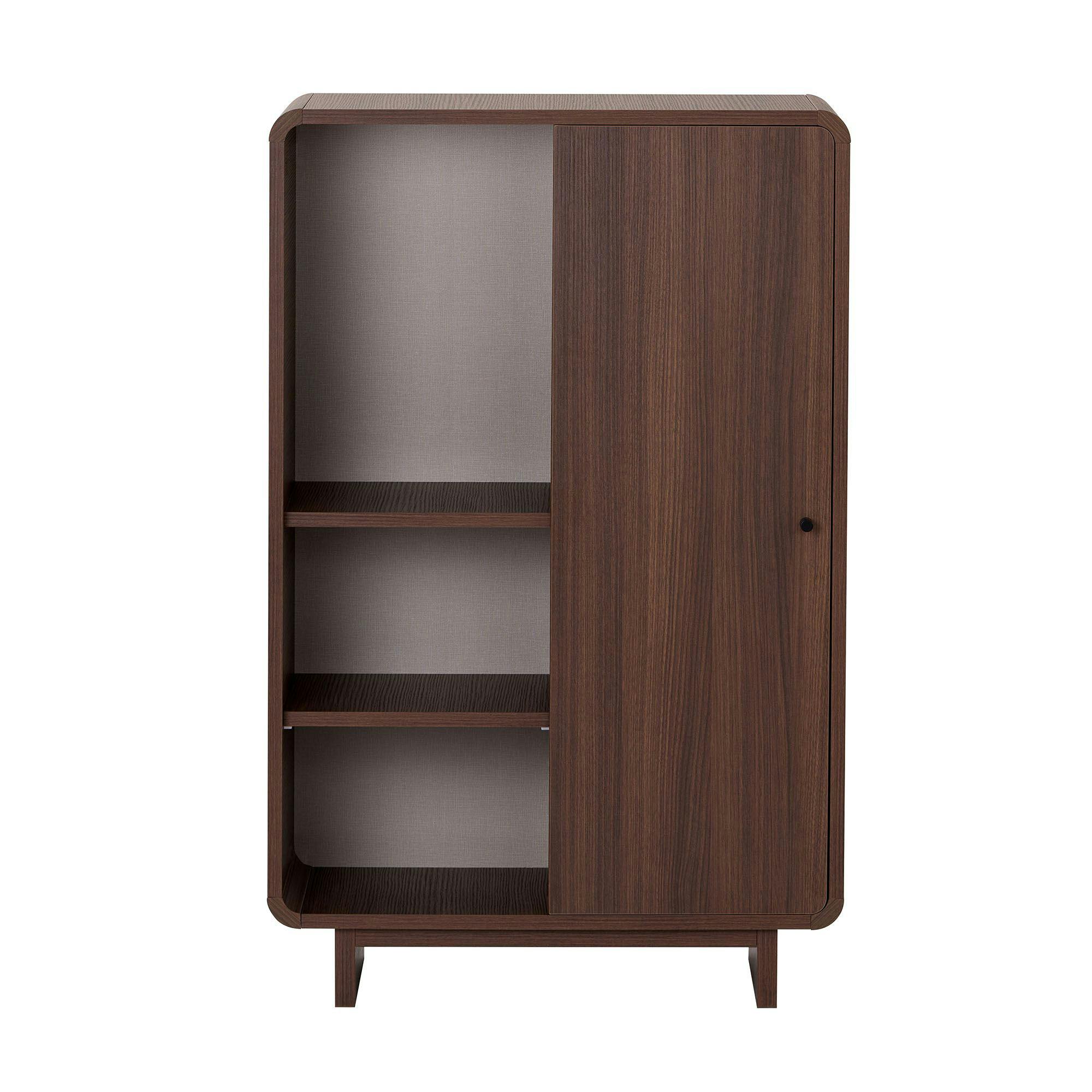 Buffet haut vintage décor noyer 1 porte 3 étagères MARFA