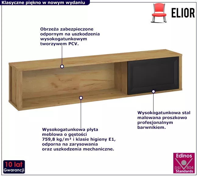 Półka wisząca w kolorze dąb craft - Elrix