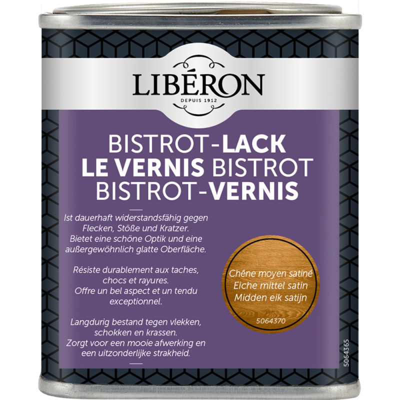 Vernis pour meubles Bistrot chêne moyen satiné 0,25 L LIBERON