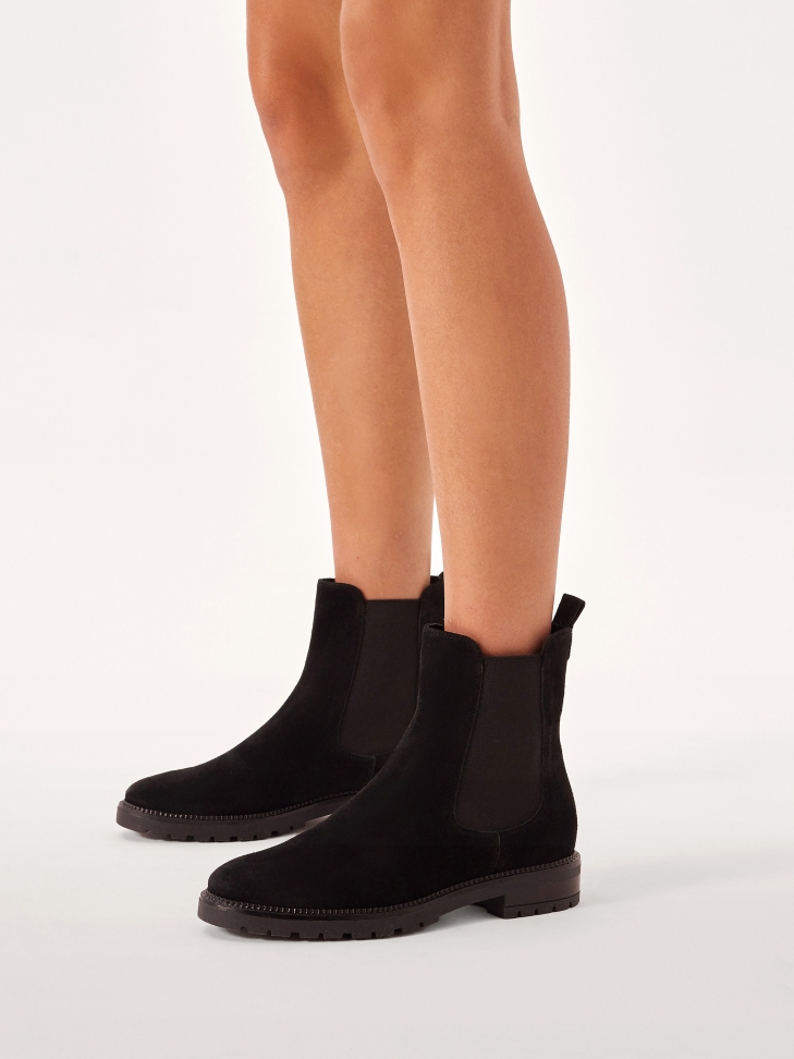 Classic black suede Chelsea boots
