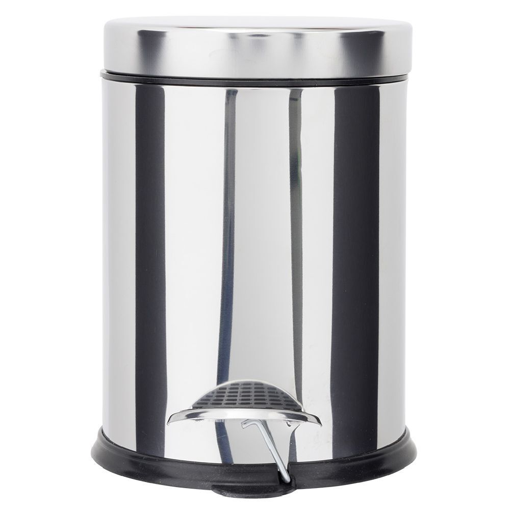 Poubelle salle de bain inox gris chromé 3L - Ø17xH24cm