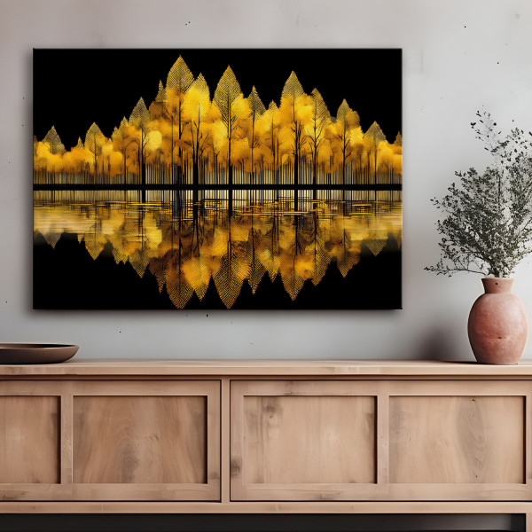 Feeby Obraz na płótnie, Las Złoty krajobraz Abstrakcja 60x40