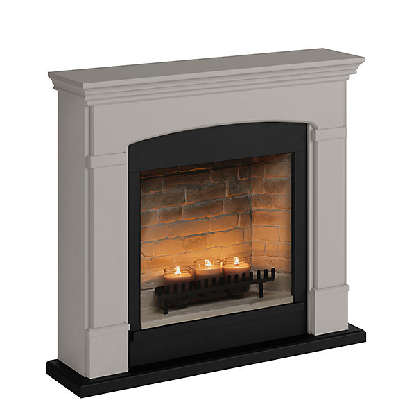 Cheminée électrique à bougies parfumées - HELMI Zenflame - Effets flammes et crépitement - Beige