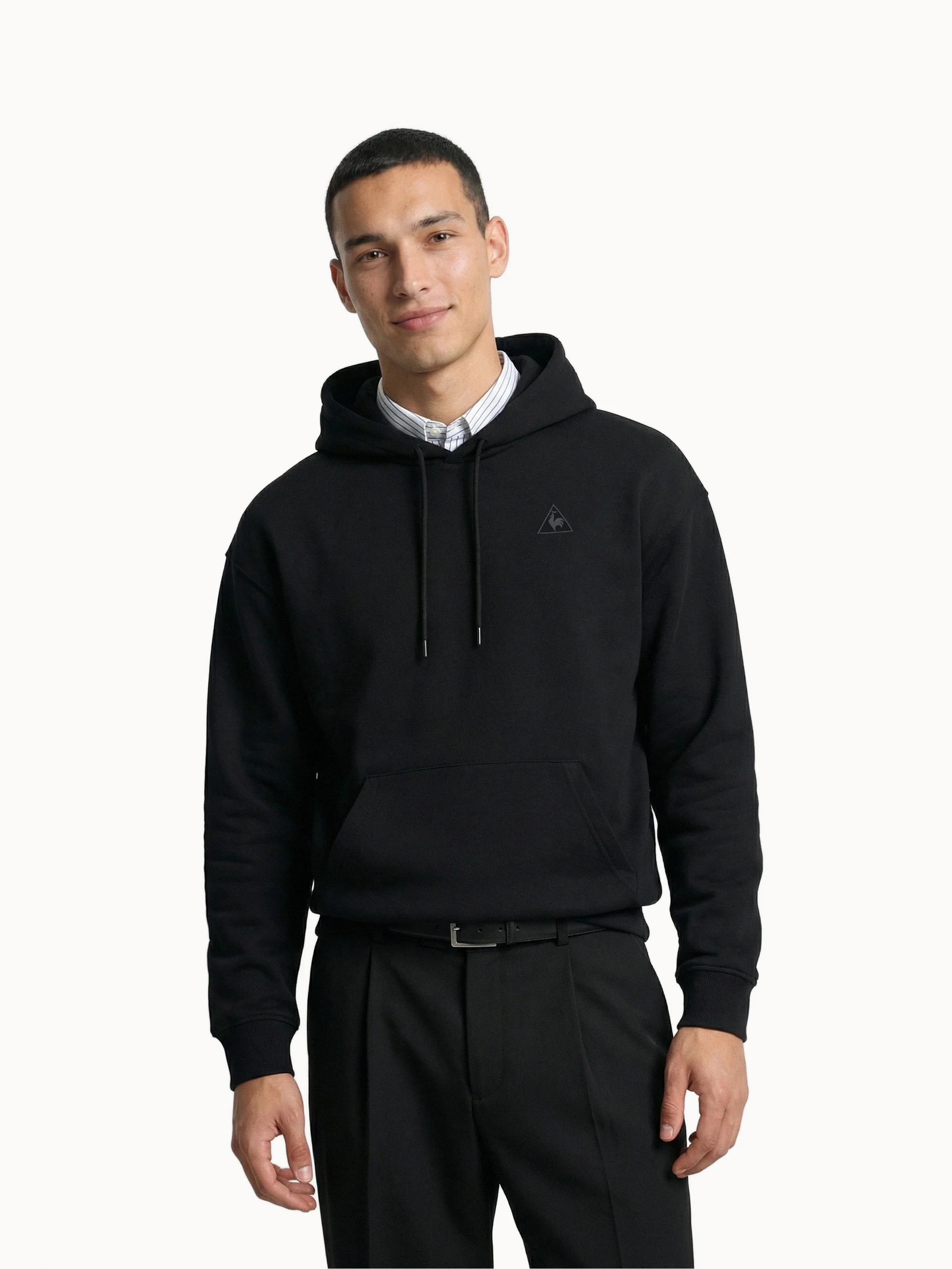 Sweat à capuche relax double face et logo triangle