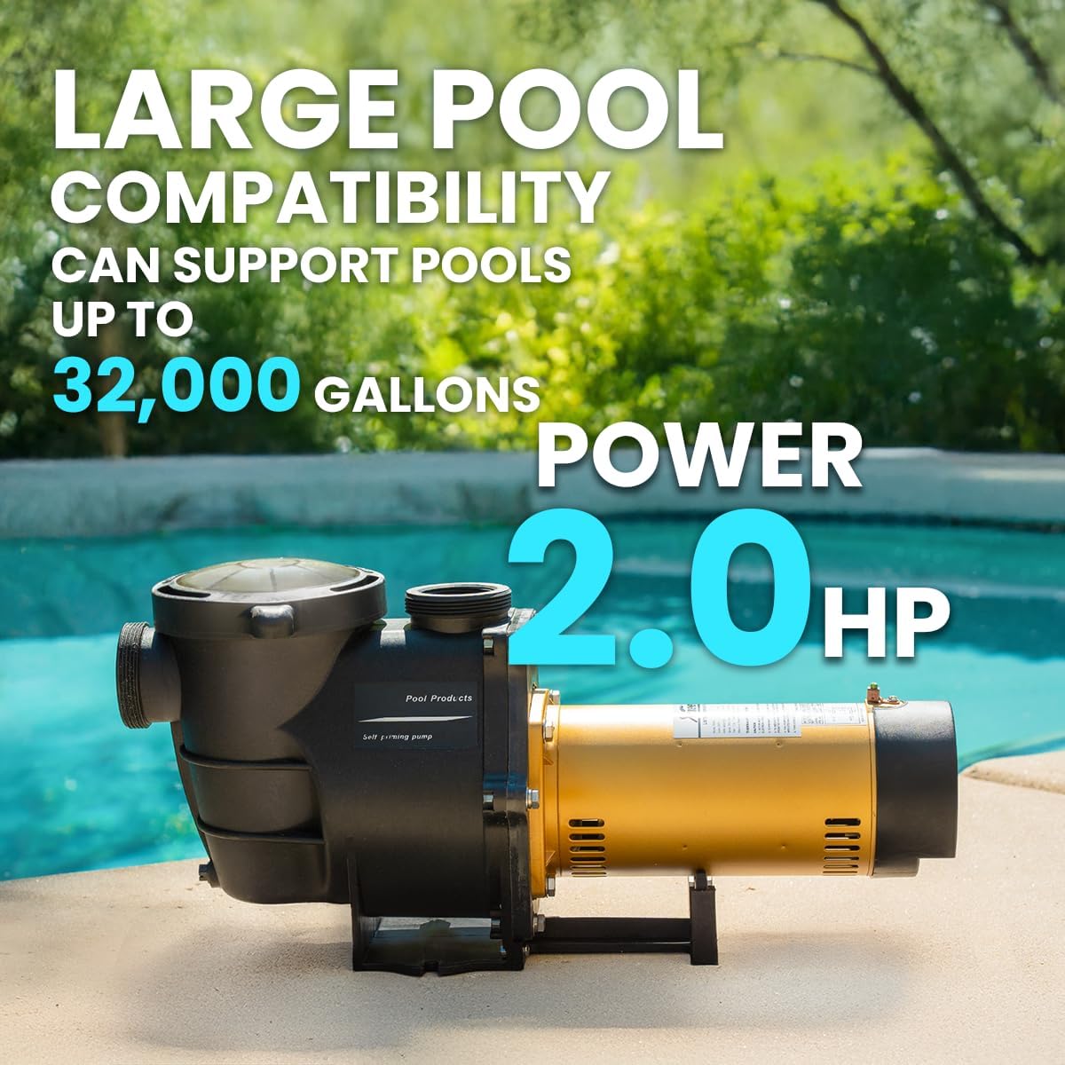 XtremepowerUS 2HP In-Ground Swimming Pool Pump Dual Speed High Flow 2 Inlet 230V High Flo 2-Speed w/ Slip-On Fitting Adapter  5 820 GPH with Filter Basket