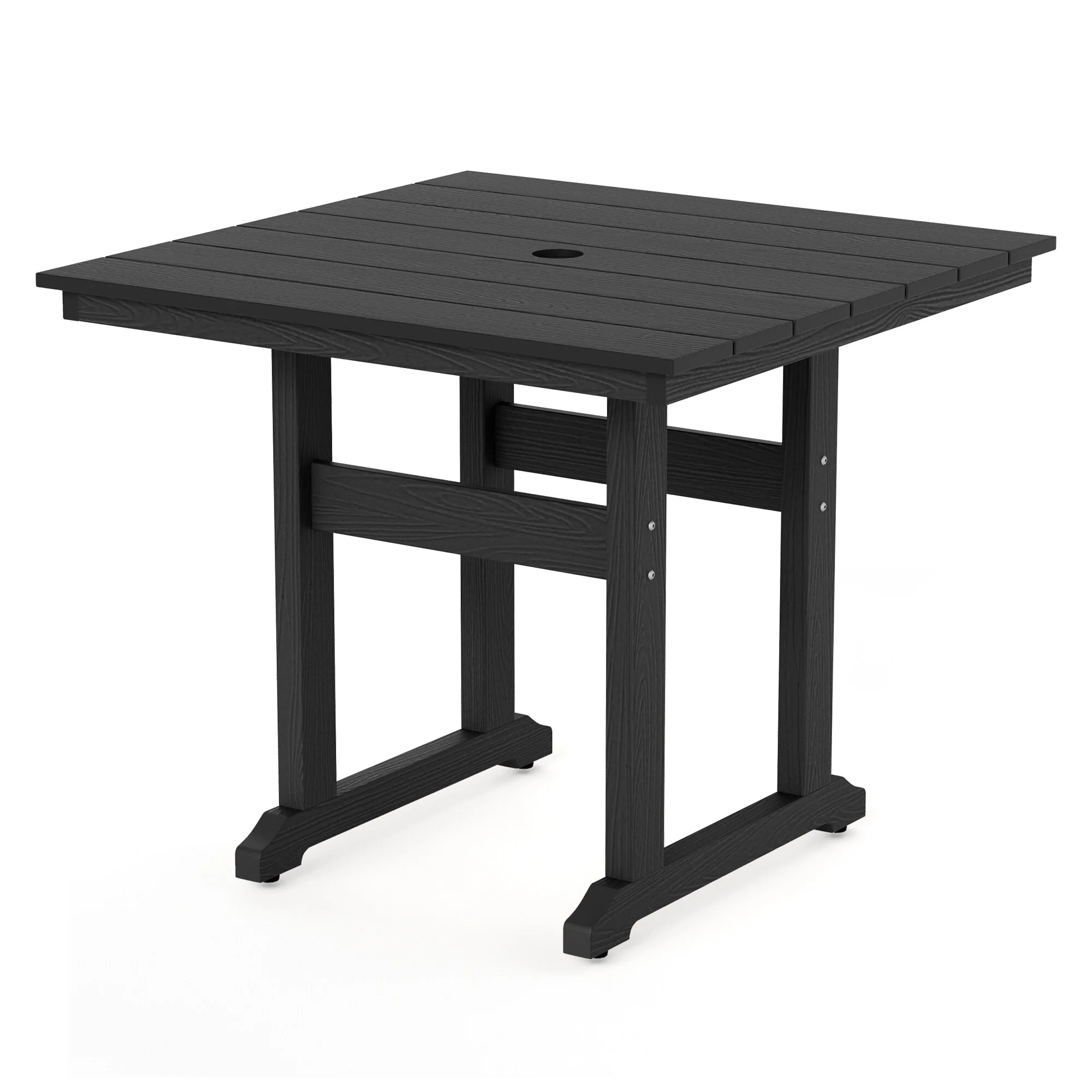 35.2-inch HDPS Outdoor Square Table With Umbrella Holes - 35.2 W x 35.2 L x 30.1 H