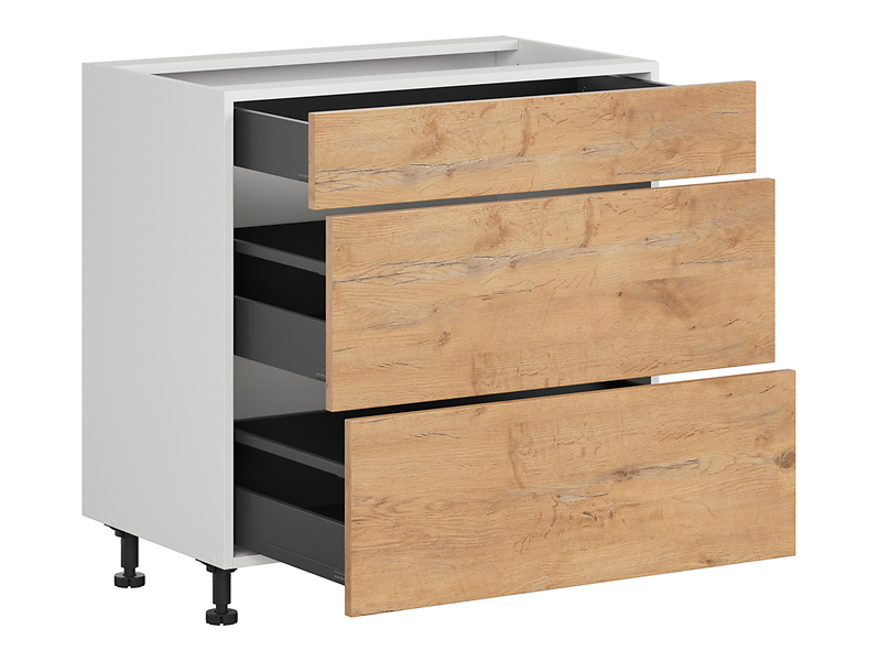 Szafka kuchenna Hamper 80 cm z szufladami cichy domyk dąb lancelot
