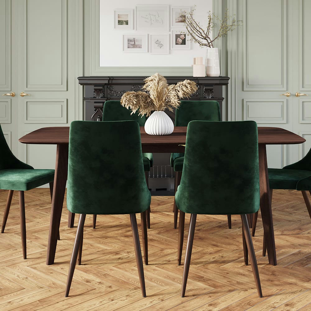 OMAN - Table rectangulaire 6 personnes en bois foncé 150 cm