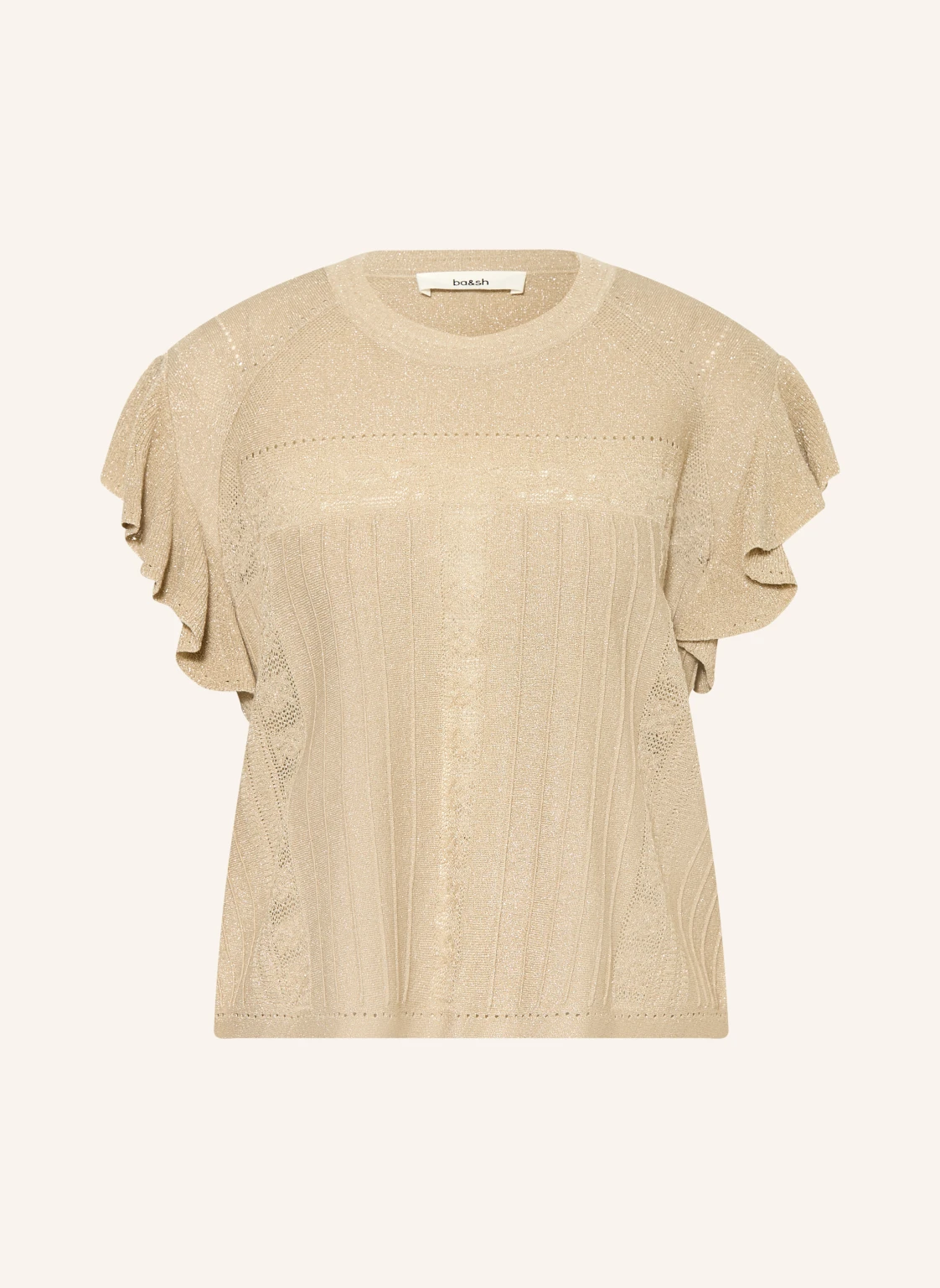 ba&sh Strickshirt mit Glitzergarn und Volants