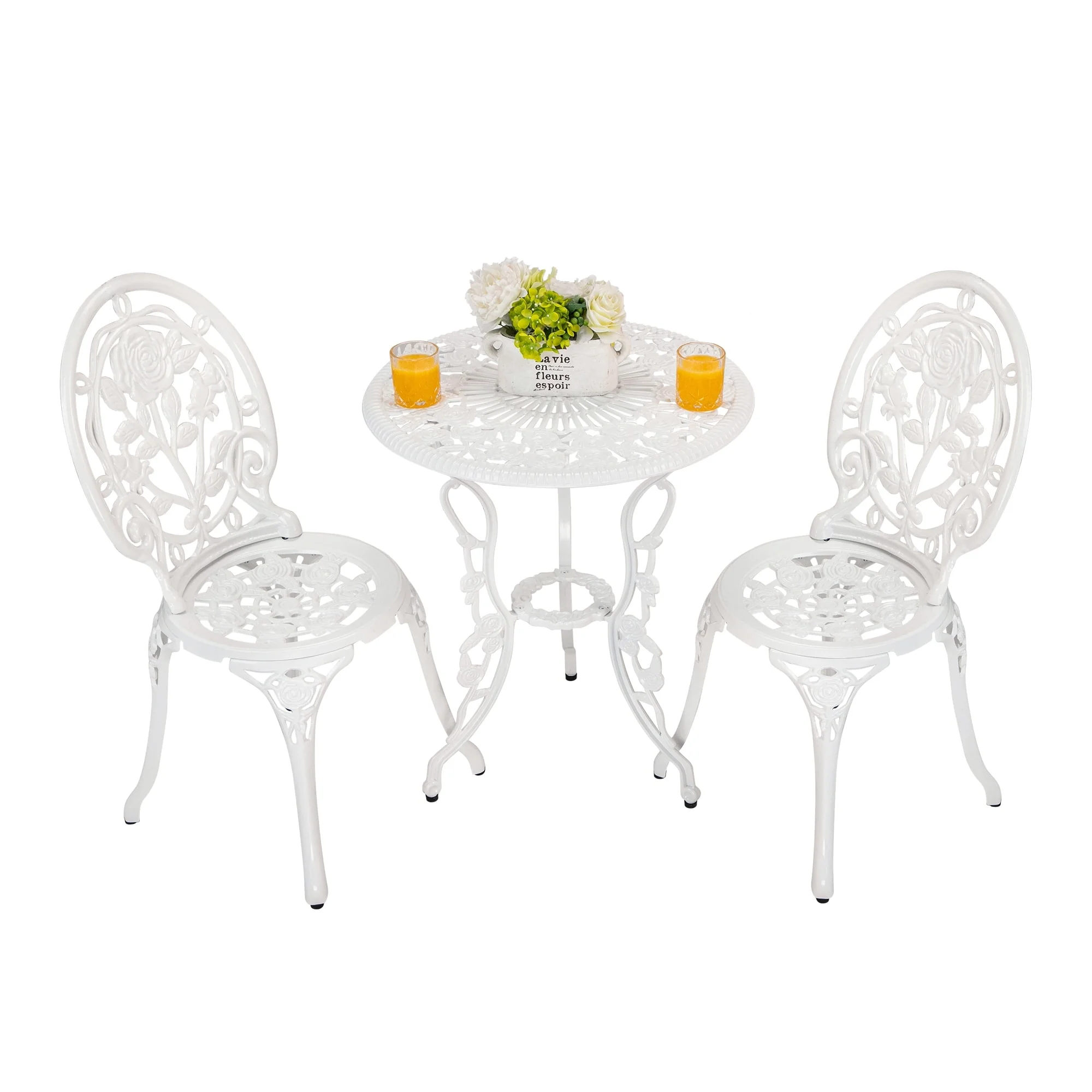 3-Piece Aluminum Outdoor Patio Rose Sets With Table