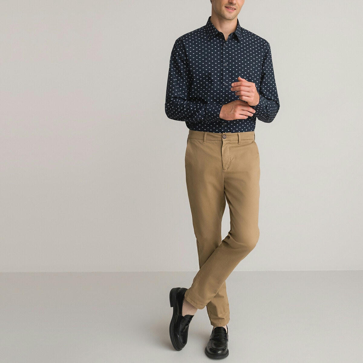 Chemise droite, manches longues, imprimée