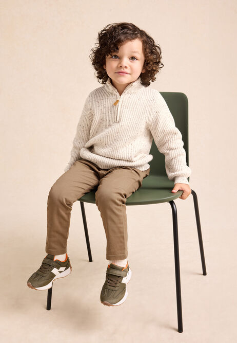 Younger Boys Ecru Quarter Zip Knitted Jumper