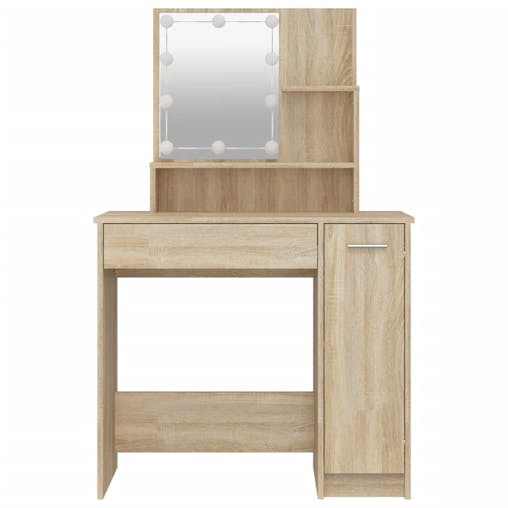 NNEVL Dressing Table with LED Sonoma Oak 86.5x35x136 cm