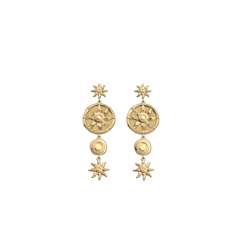 Boucles d'oreilles Hélios, cuirs réversibles Déesse / Chimère