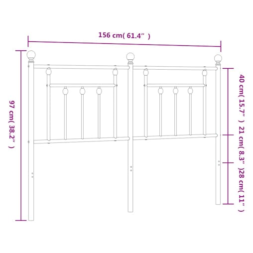 NNEVL Metal Headboard White 152 cm